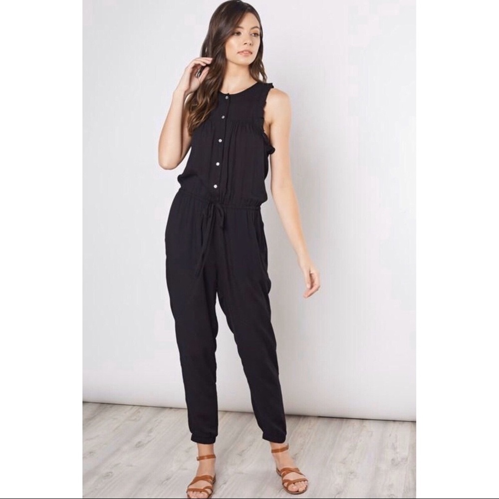 Black Linen Jumpsuit Peach Love California